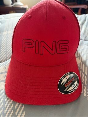 PING Red Baseball Cap with Black Logo